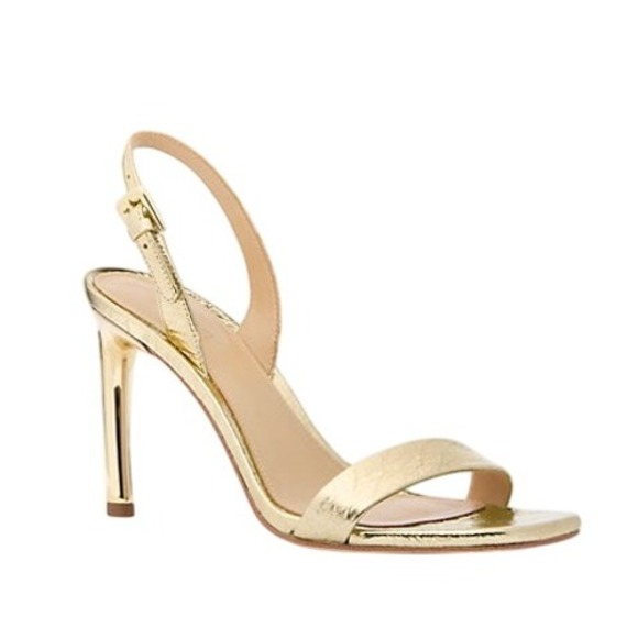 Michael Kors Heels Kasia Gold Metallic Leather Strap Heels Size 6.5 - New in Box - Picture 1 of 5